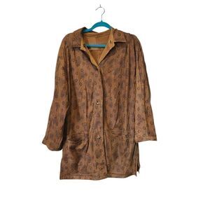 Firenze Reversible Brown Floral Leather Jacket Vintage 80s 90s Made In Italy EUC